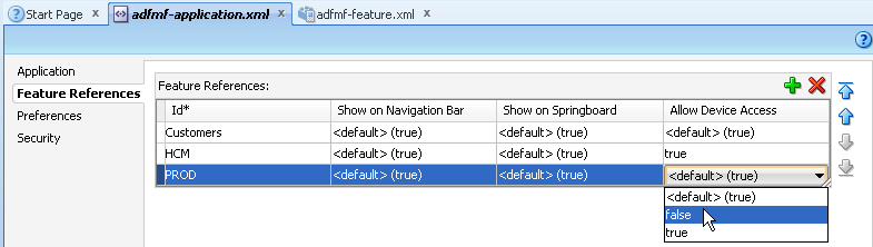 Setting access to PhoneGap services.