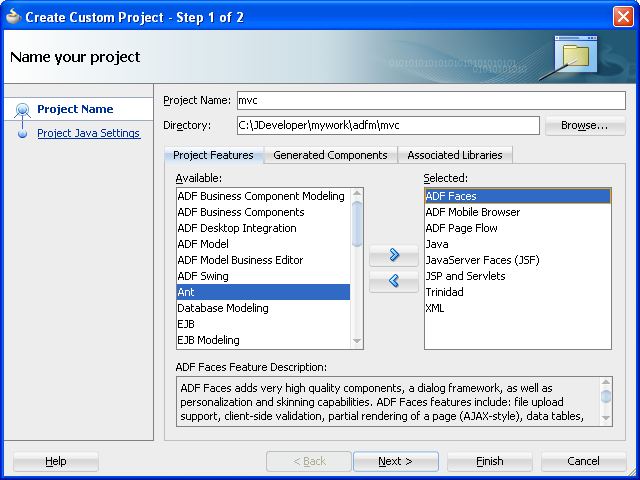 Add the ADF Task Flow technolgy.