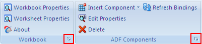 ADF Desktop Integration task pane launcher buttons