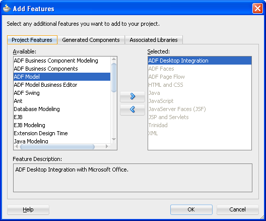 Add Features dialog