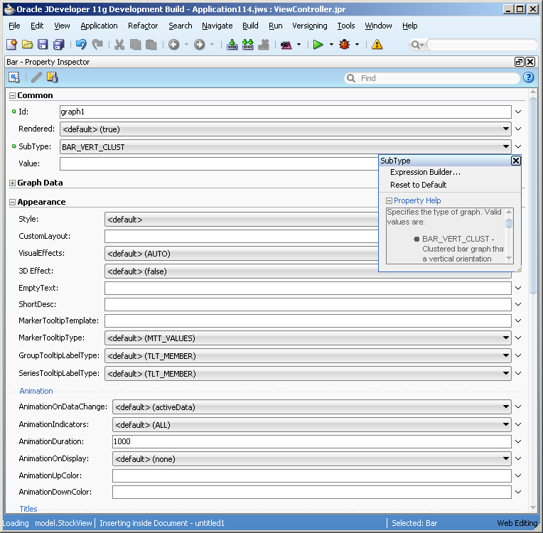 bar graph subtype attribute dropdown menu