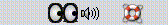 image:Portion of a panel with three objects displayed in the following order from left to right: geyes icon, Volume Control icon, and Help icon.