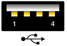 Figure showing a USB port. image:Figure showing a USB port.