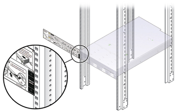 Figure showing the installation card being used for rackmount location. image:Figure showing the installation card being used for rackmount location.
