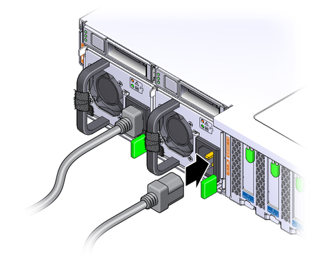Figure showing how to connect the power cords. image:Figure showing how to connect the power cords.
