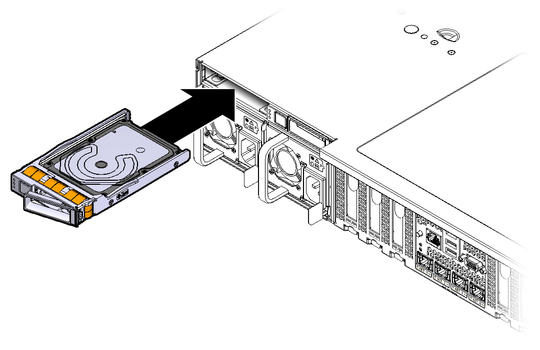 Figure showing how to install a rear-mounted storage drive. image:Figure showing how to install a rear-mounted storage drive.