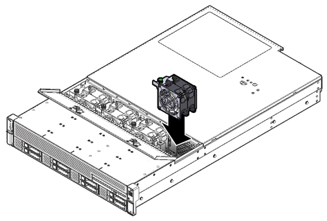 Figure showing how to install a fan module. image:Figure showing how to install a fan module.