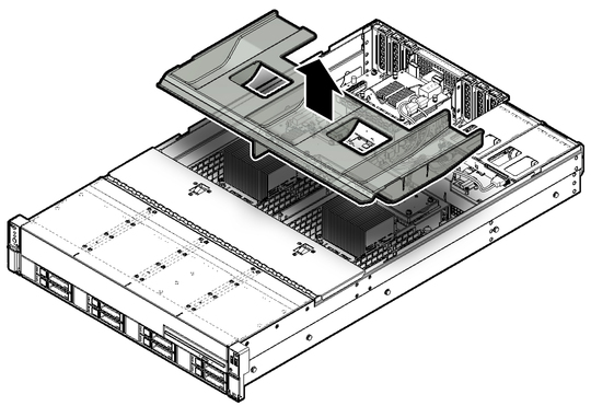 Figure showing how to remove the air baffle. image:Figure showing how to remove the air baffle.