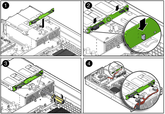 image:Figure showing the installation of the storage drive backplane for rear-mounted storage drives.