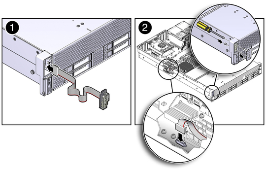 Figure showing the installation of the left LED indicator module. image:Figure showing the installation of the left LED indicator module.