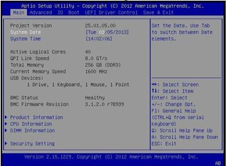 This figure shows the BIOS Main Menu image. image:This figure shows the BIOS Main Menu image.