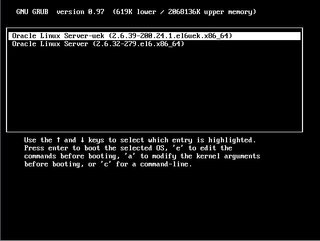 Oracle Linux 6 GRUB screen. image:Oracle Linux 6 GRUB screen.