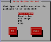 Oracle Linux5 installation method screen. image:Oracle Linux5 installation method screen.