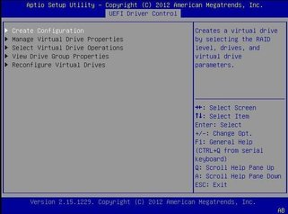 Screen showing the Virtual Drive Management menu options. image:Screen showing the Virtual Drive Management menu options.