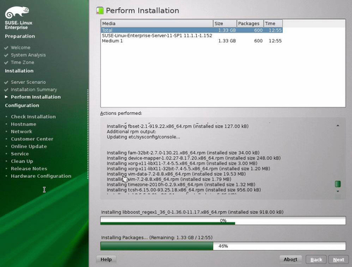 Perform Installation screen image:Perform Installation screen
