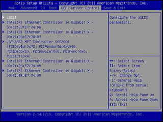 This figure shows the UEFI Driver Control Menu with devices displayed. image:This figure shows the UEFI Driver Control Menu with devices displayed.