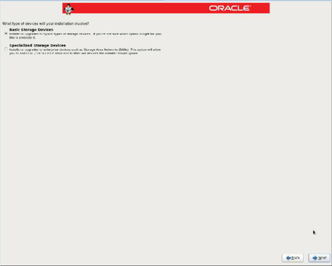 Oracle Linux 6 Installation Devices screen. image:Oracle Linux 6 Installation Devices screen.