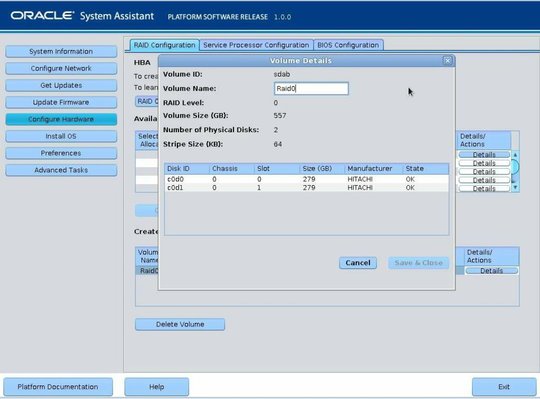 image:Screen showing the RAID configuration Volume Details dialog box.