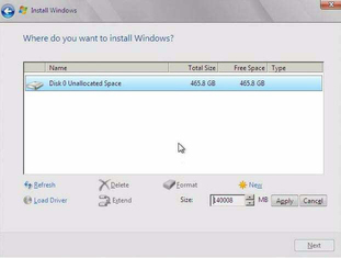 Partition Drive Options image:Partition Drive Options