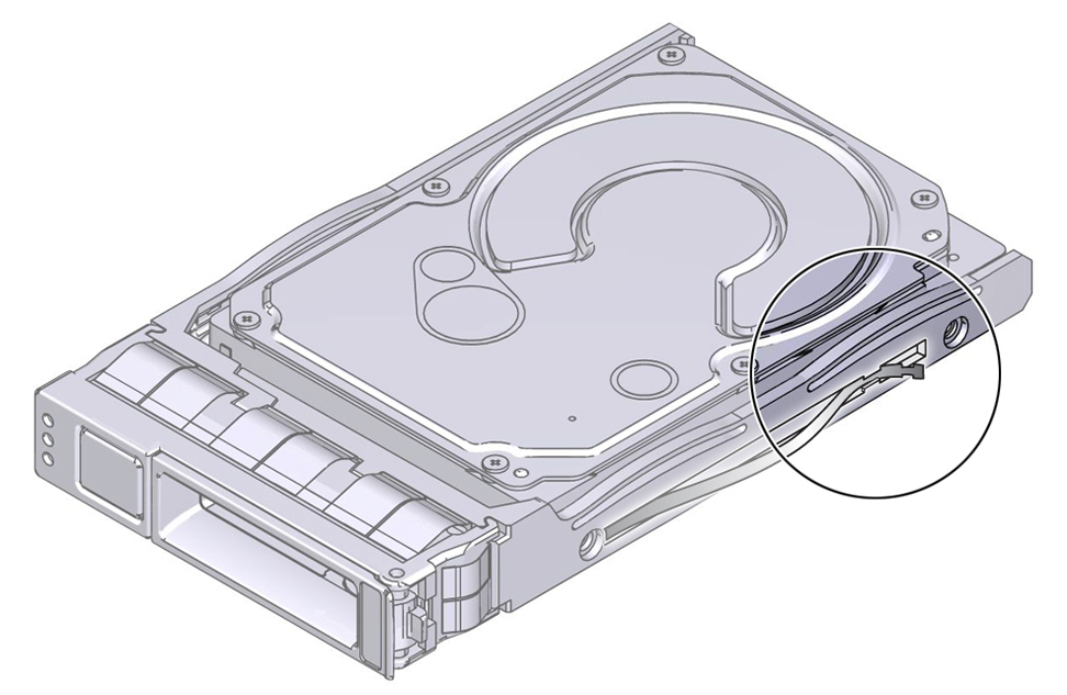 image:Figure showing a grounding strap that is not seated correctly                                 in the HDD bracket.