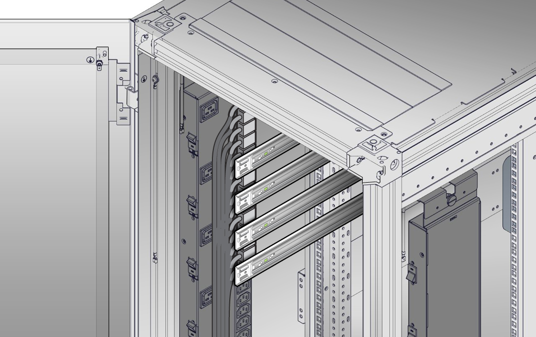 image:Figure showing slide-rails installed in the Sun Rack II                                     1042.