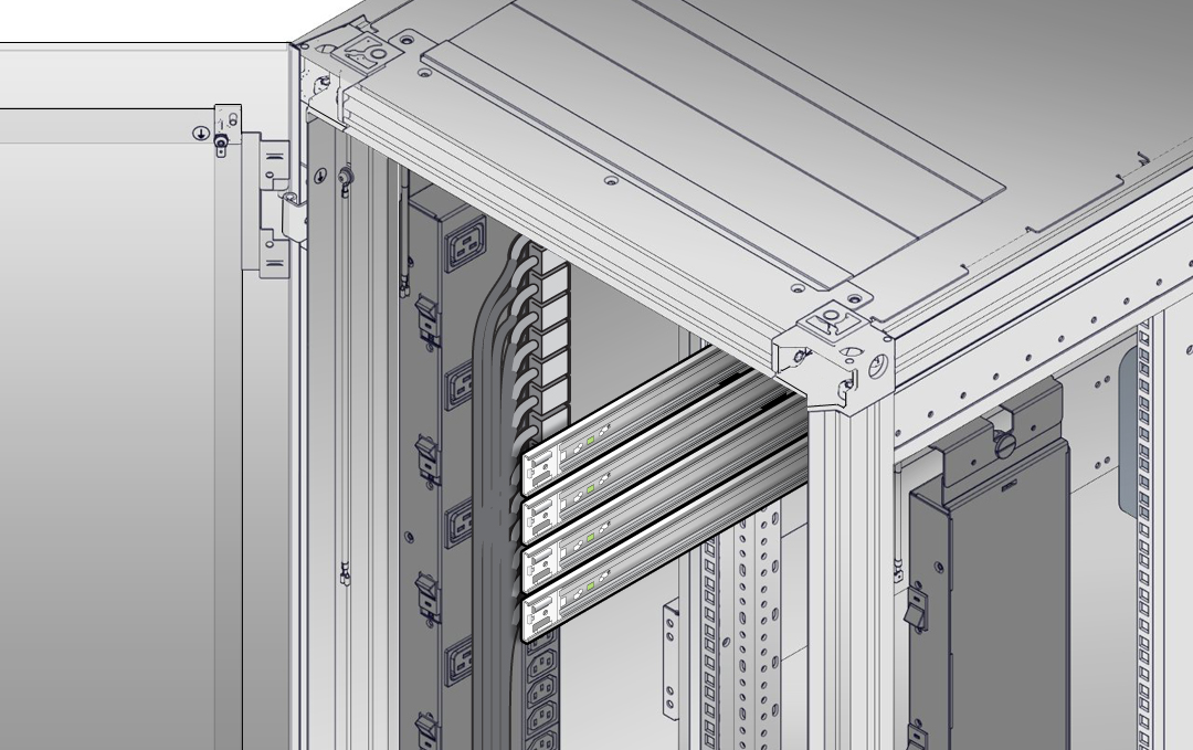 image:Figure showing slide-rails installed in the Sun Rack II                                         1042.