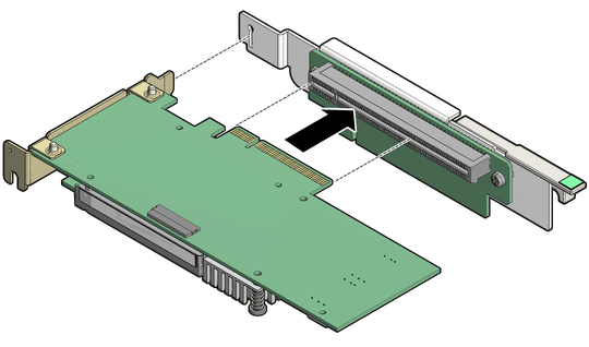 Figure showing how to install a PCIe card in to slots 1 and 2. image:Figure showing how to install a PCIe card in to slots 1 and 2.