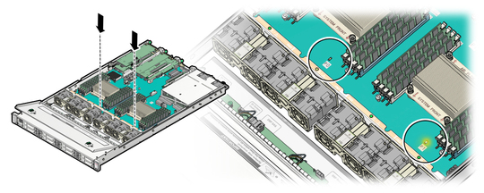Figure showing the location of the processor fault LEDs. image:Figure showing the location of the processor fault LEDs.