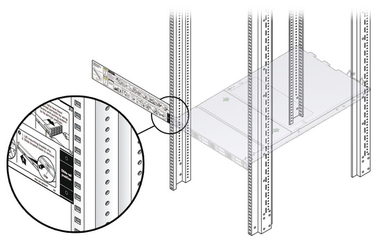 Figure showing the installation card being used for rackmount location. image:Figure showing the installation card being used for rackmount location.