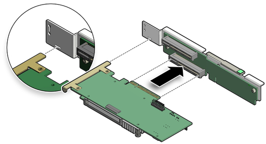 Figure showing how to install the internal HBA card in to slot 4. image:Figure showing how to install the internal HBA card in to slot 4.