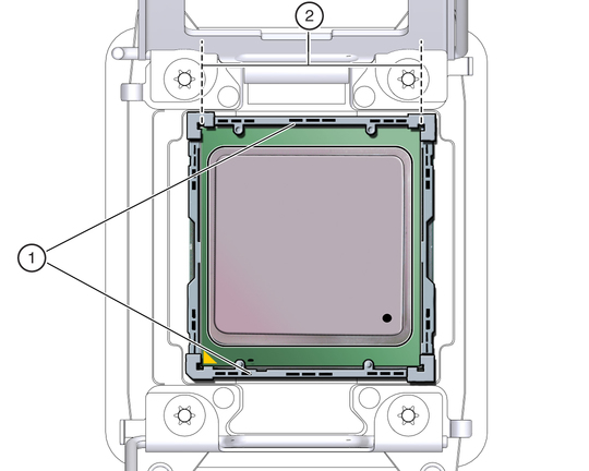 Graphic showing a smaller processor installed in a motherboard processor socket. image:Graphic showing a smaller processor installed in a motherboard processor socket.