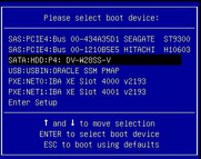 This is a screen capture showing the Please Select Boot Device Menu in Legacy BIOS. image:This is a screen capture showing the Please Select Boot Device Menu in Legacy BIOS.