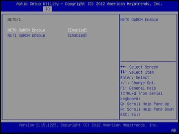 This figure shows the BIOS Option ROM settings within the IO Menu. image:This figure shows the BIOS Option ROM settings within the IO Menu.