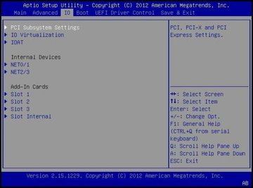 This figure shows the BIOS IO Menu image. image:This figure shows the BIOS IO Menu image.