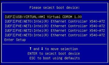 Select Boot Device menu in UEFI BIOS. image:Select Boot Device menu in UEFI BIOS.