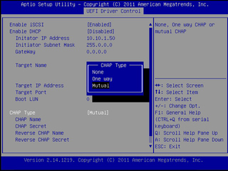 This figure shows the CHAP Type option dialog box. image:This figure shows the CHAP Type option dialog box.
