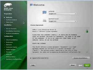 Initial SUSE Boot Options Screen image:Initial SUSE Boot Options Screen