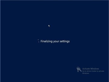 The Finalizing your settings screen. image:The Finalizing your settings screen.