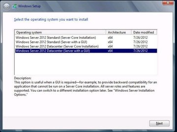 Operating system selection screen. image:Operating system selection screen.