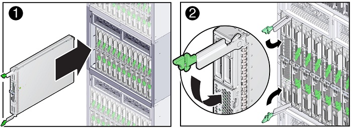 image:Install a server module into a powered-on chassis