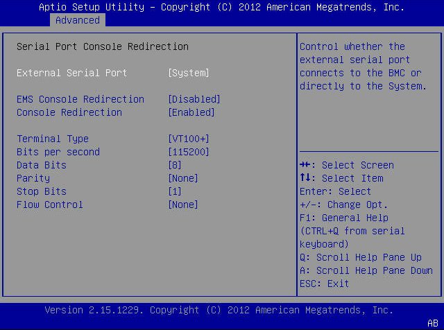 image:A screen capture showing the BIOS Setup Utility Advanced menu                     screen.