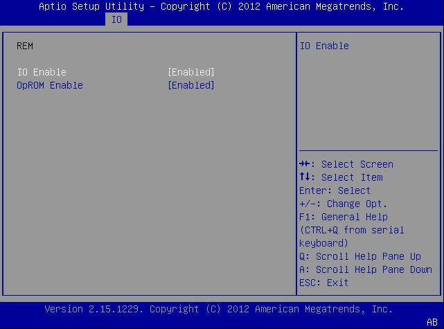 image:A screen capture showing the BIOS Setup Utility I/O menu screen.