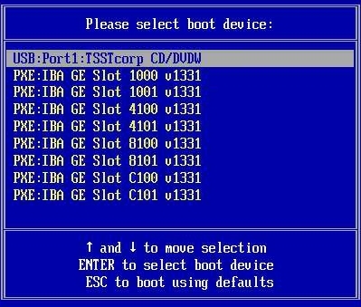 image:Graphic showing boot device selection menu.