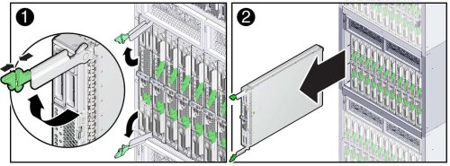 image:An illustration showing how to completely remove the server module.