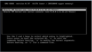 image:Graphic showing Oracle VM GRUB menu.