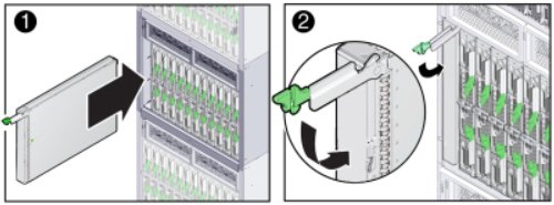 image:An illustration showing how to install server module filler panels.