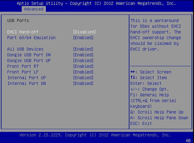image:A screen capture showing the BIOS Setup Utility Advanced menu                     screen.