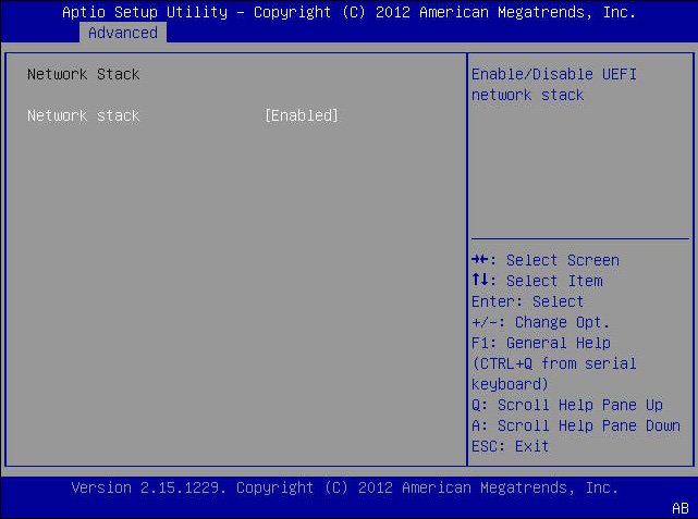 image:A screen capture showing the BIOS Setup Utility Advanced menu                     screen.