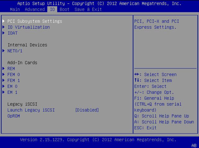 image:A screen capture showing the BIOS Setup Utility I/O menu screen.