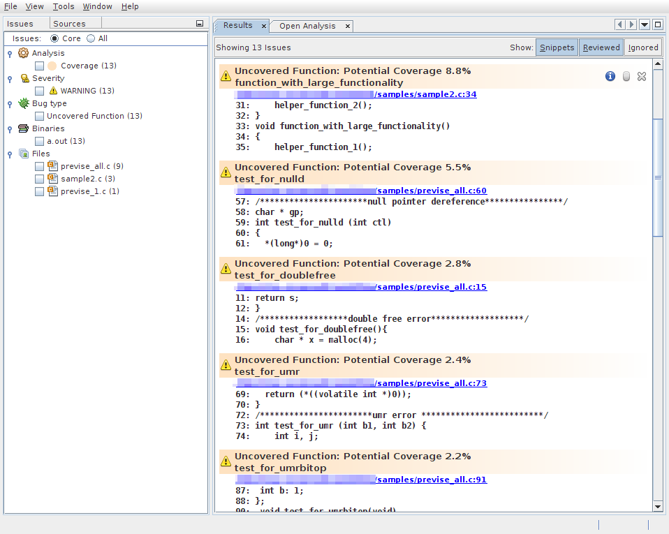 image:Examples of using Uncover in Code Analyzer GUI.